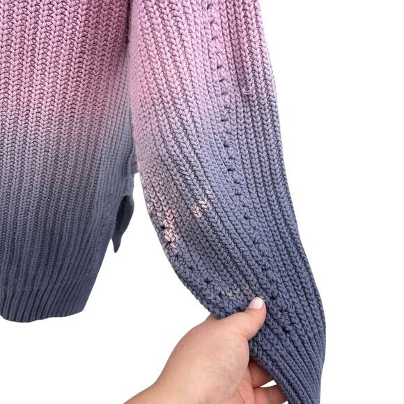 Free People Come Together Purple Blue Ombre Sweater Tunic Size Large - Picture 7 of 13